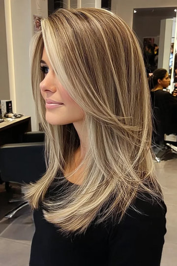 35 Bronde-face framing highlights Medium-Long-long Layers-Sleek-Straight_pp