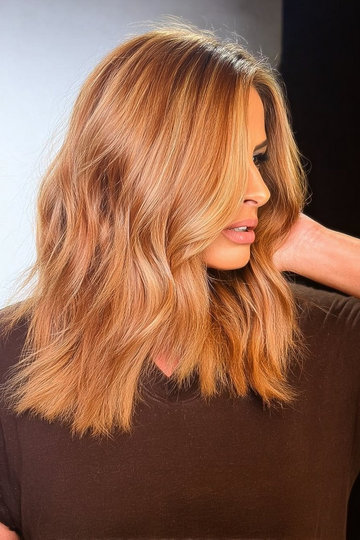 21 shoulder Copper_Honey_Balayage_Wavy_Bob_pin
