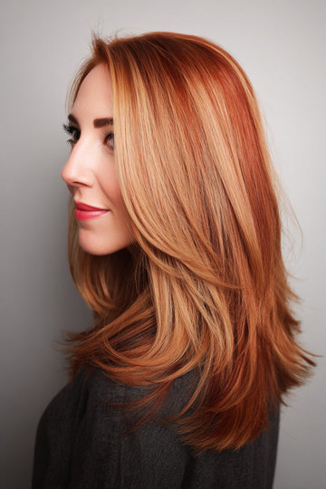 7 auburn-copper-blonde-balayage-medium-layered-curtain-bangs_pin